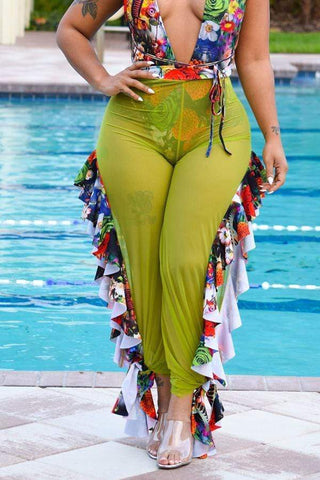 Sexy See-though Ruffle Deign Pants