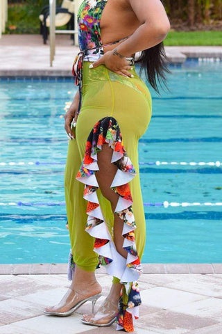 Sexy See-though Ruffle Deign Pants