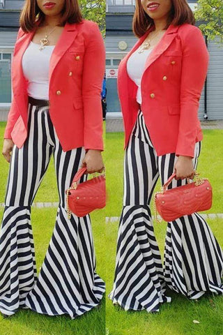 Fashion High Elastic Striped Pants