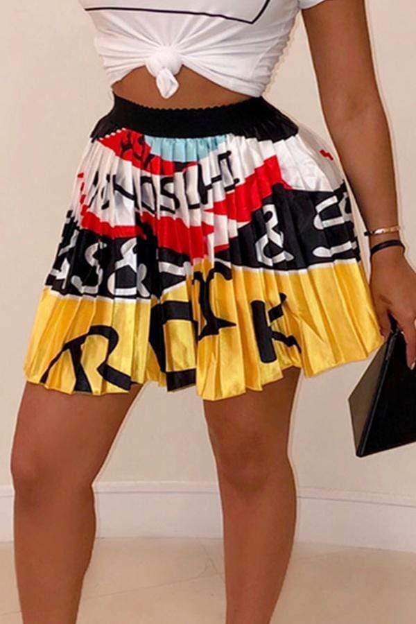 VogueRegion Casual Printed Drape Design Skirt - VogueRegion