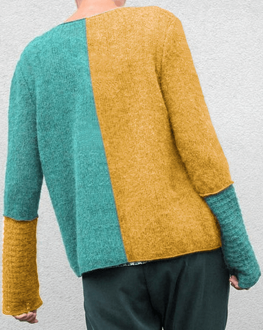 Fashion Casual Patchwork Button Sweater