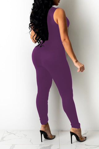 Rodress-freeshipping-pierced-bandage-solid-color-sleeveless-jumpsuit