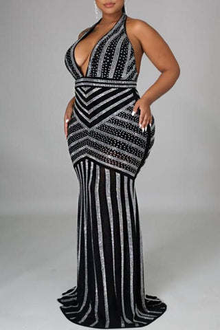 Online-clothing-pre-saleplus-size-sequin-maxi-dresses-halter-v-neck