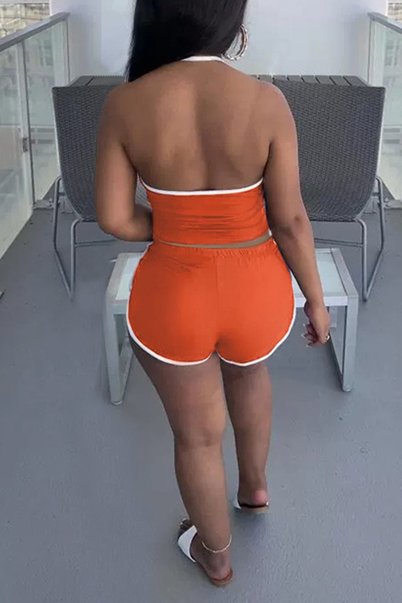 Rodress-freeshipping-drawstring-scoop-neck-solid-plus-size-top-shorts