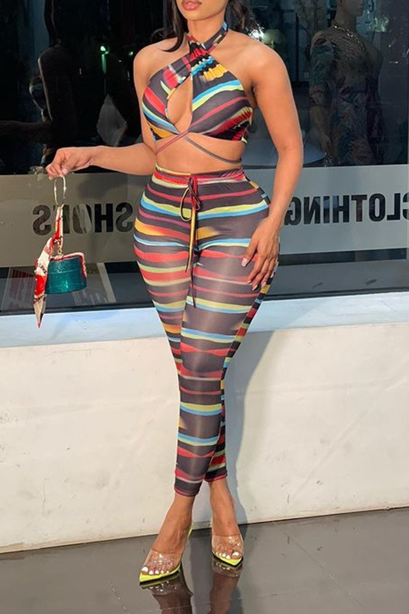 Rodress-freeshipping-criss-cross-patchwork-halter-neck-top-pants