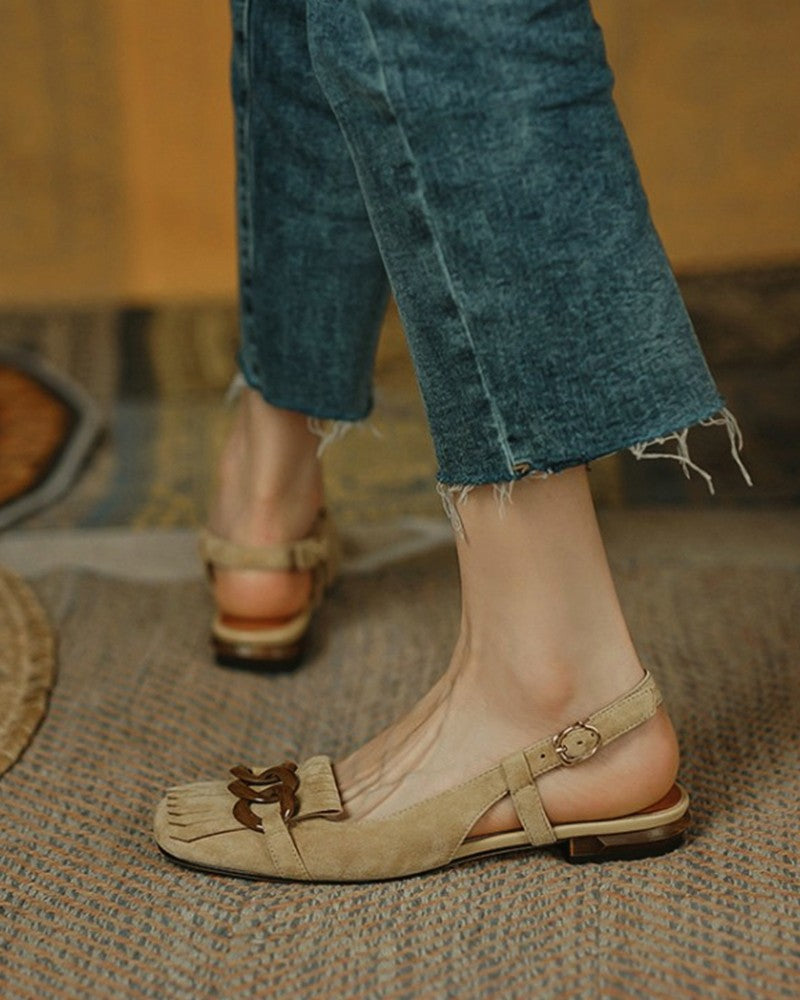 buckle-tassel-upper-sqaure-toe-flat-slip-on