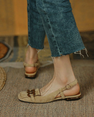 buckle-tassel-upper-sqaure-toe-flat-slip-on