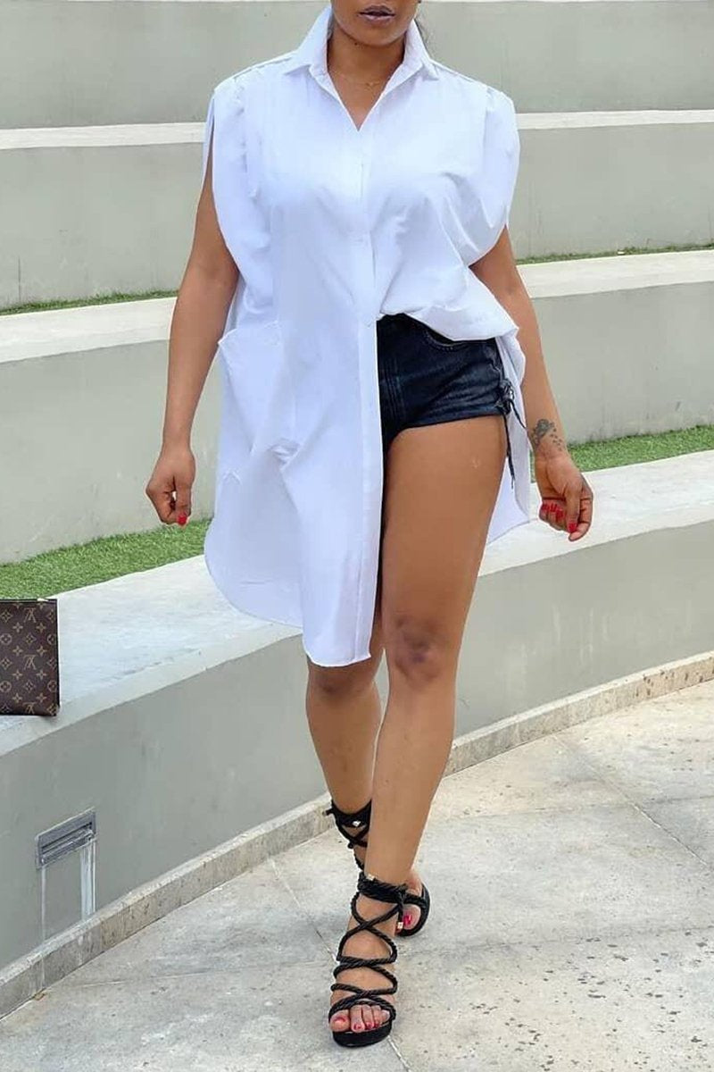 Rodress-freeshipping-button-up-turndown-collar-plus-size-top