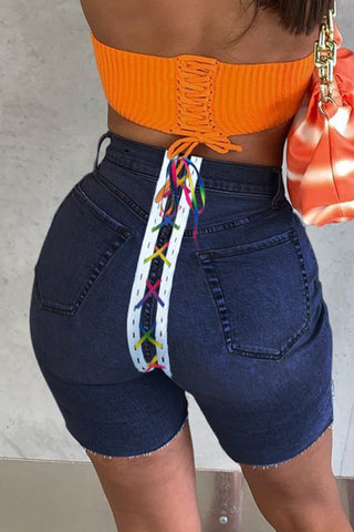 Rodress-freeshipping-back-colorful-bandage-denim-plus-size-shorts
