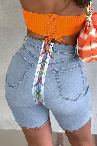 Rodress-freeshipping-back-colorful-bandage-denim-plus-size-shorts