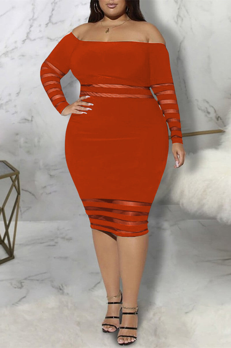 Online-clothing-plus-size-off-shoulder-sheer-mesh-plus-size-bodycon-dress