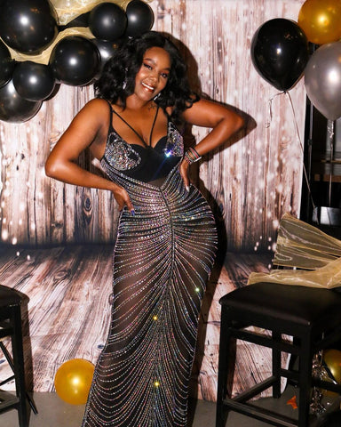 Online-clothing-plus-size-cami-backless-hot-drilling-maxi-dress