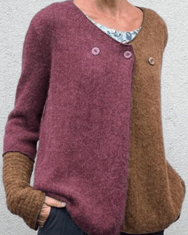 Fashion Casual Patchwork Button Sweater