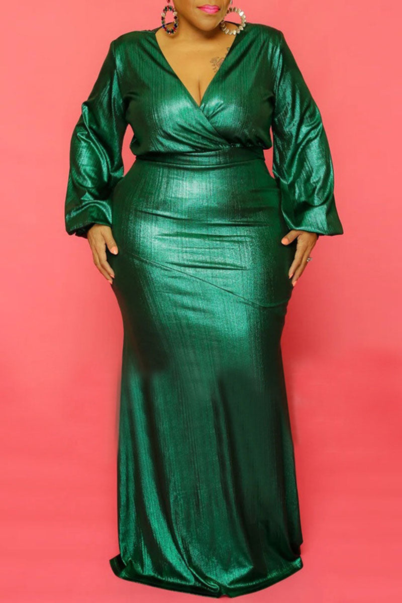 Online-clothing-plus-size-dresses-long-sleeve-gold-stamp-full-dress
