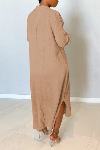 Rodress-freeshipping-turndown-collar-long-sleeve-solid-plus-size-dress
