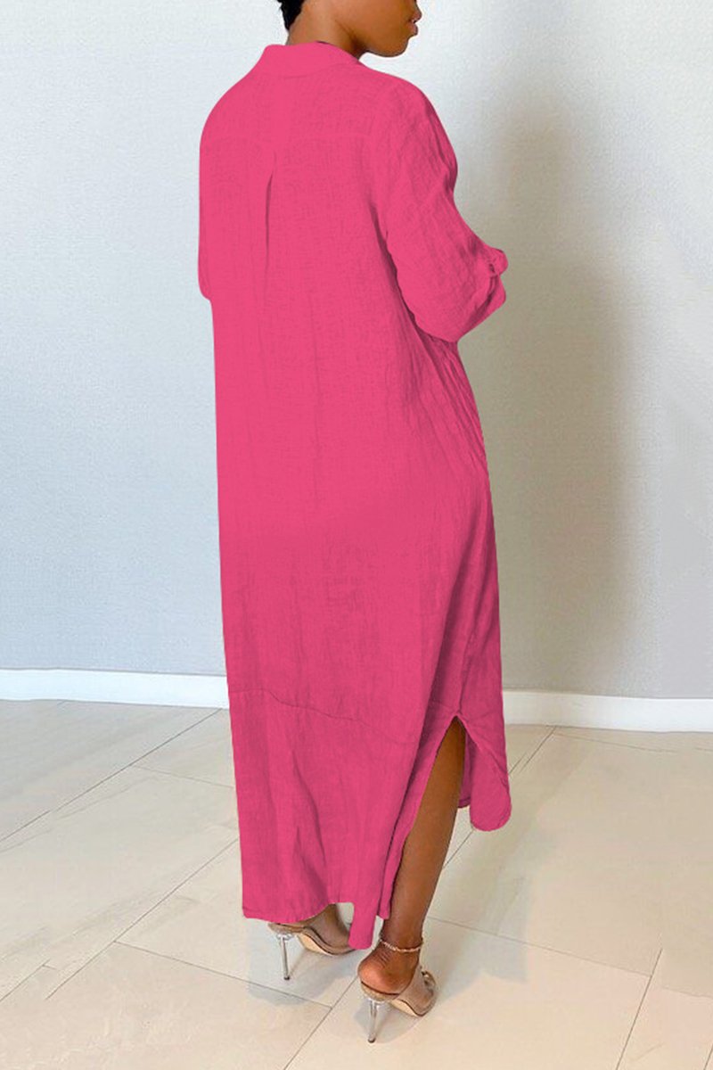 Rodress-freeshipping-turndown-collar-long-sleeve-solid-plus-size-dress