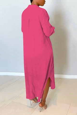 Rodress-freeshipping-turndown-collar-long-sleeve-solid-plus-size-dress