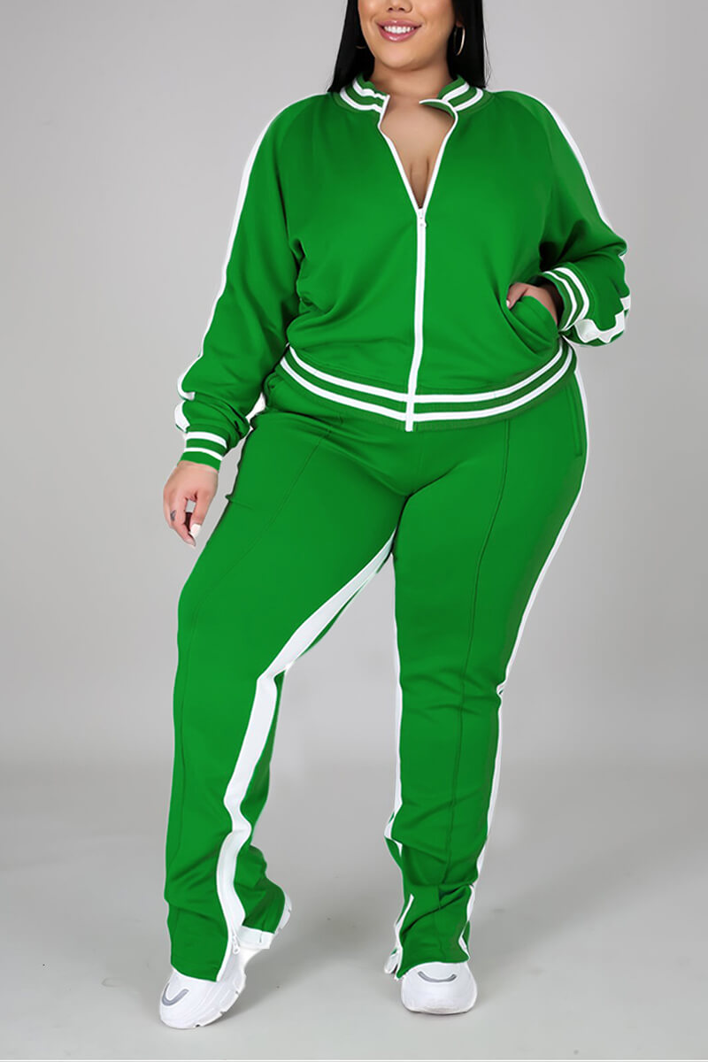 Free-shipping-online-clothing-plus-size-cold-shoulder-striped-top-slit-sweatpants-jogger-outfit-matching-set