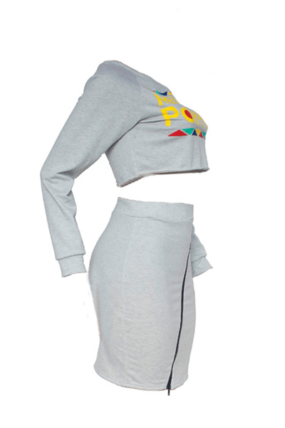 Euramerican Letters Printed Skirt Set