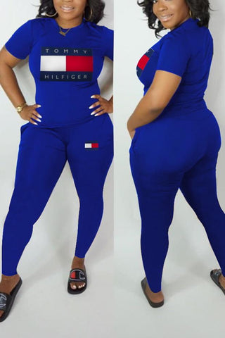 Round Neck Slim Fit Pants Set