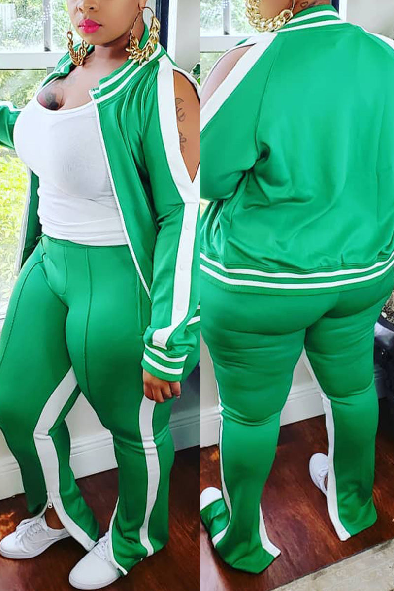 Free-shipping-online-clothing-plus-size-cold-shoulder-striped-top-slit-sweatpants-jogger-outfit-matching-set