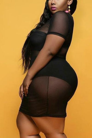 Plus Size Sexy See-through Dress
