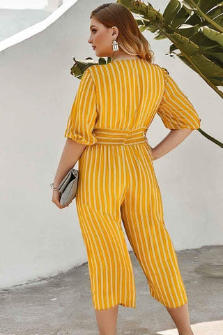Fashion Stripe Printed Plus Size Jumpsuit