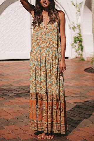 Boho Vibes V-neck Maxi Dress