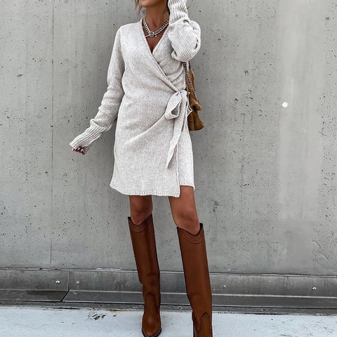 Grey Warp Sweater Dress