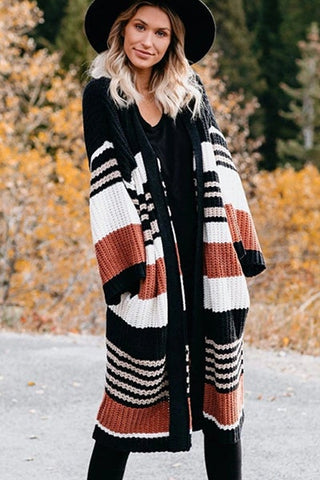Stripe Long Knit Cardigan