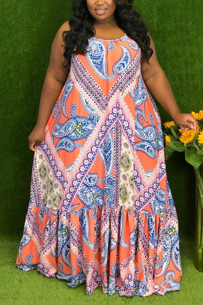 Spaghetti Straps Plus Size Loose Maxi Dress