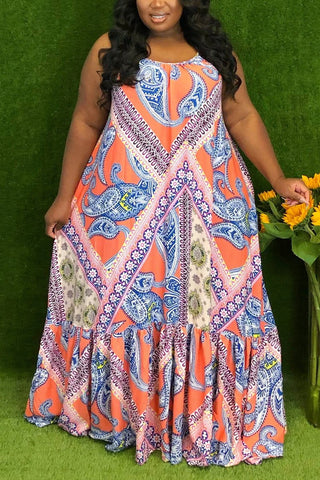 Spaghetti Straps Plus Size Loose Maxi Dress