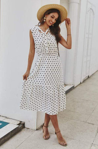 Sleeveless Polka Dot Dress