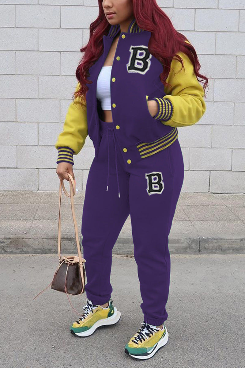 Free-shipping-online-clothing-pre-sale-plus-size-casual-letter-patchwork-buckle-outwear-pants-two-pieces-set