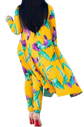 Free-shipping-online-clothing-plus-size-all-over-print-midi-cardugan-two-piece-pants-set