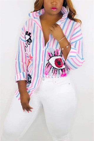 Casual Sexy Striped Pattern Shirt