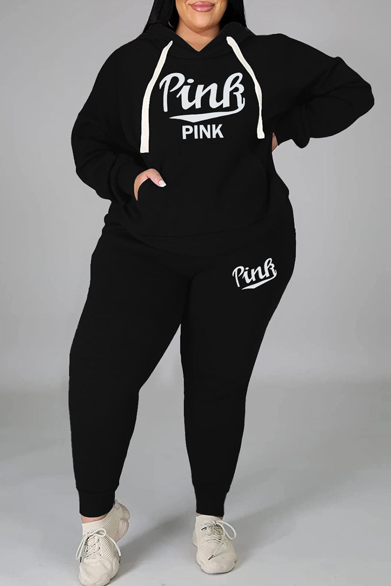 Free-shipping-online-clothing-plus-size-casual-letter-print-basic-hooded-collar-tracksuits