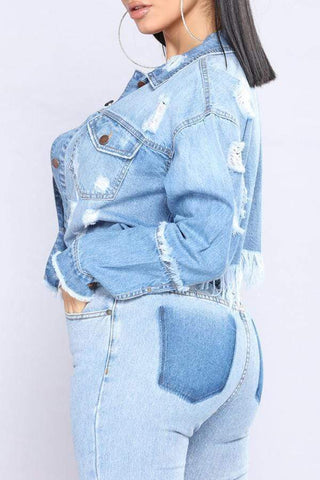 Sexy Blue Denim Coat