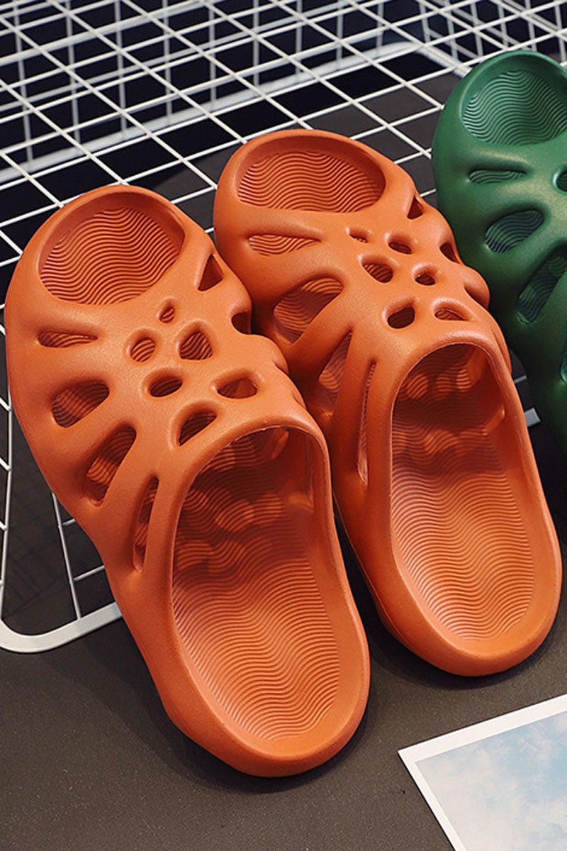 Solid Anti-skid Hollow-out Flat Slippers Shoes