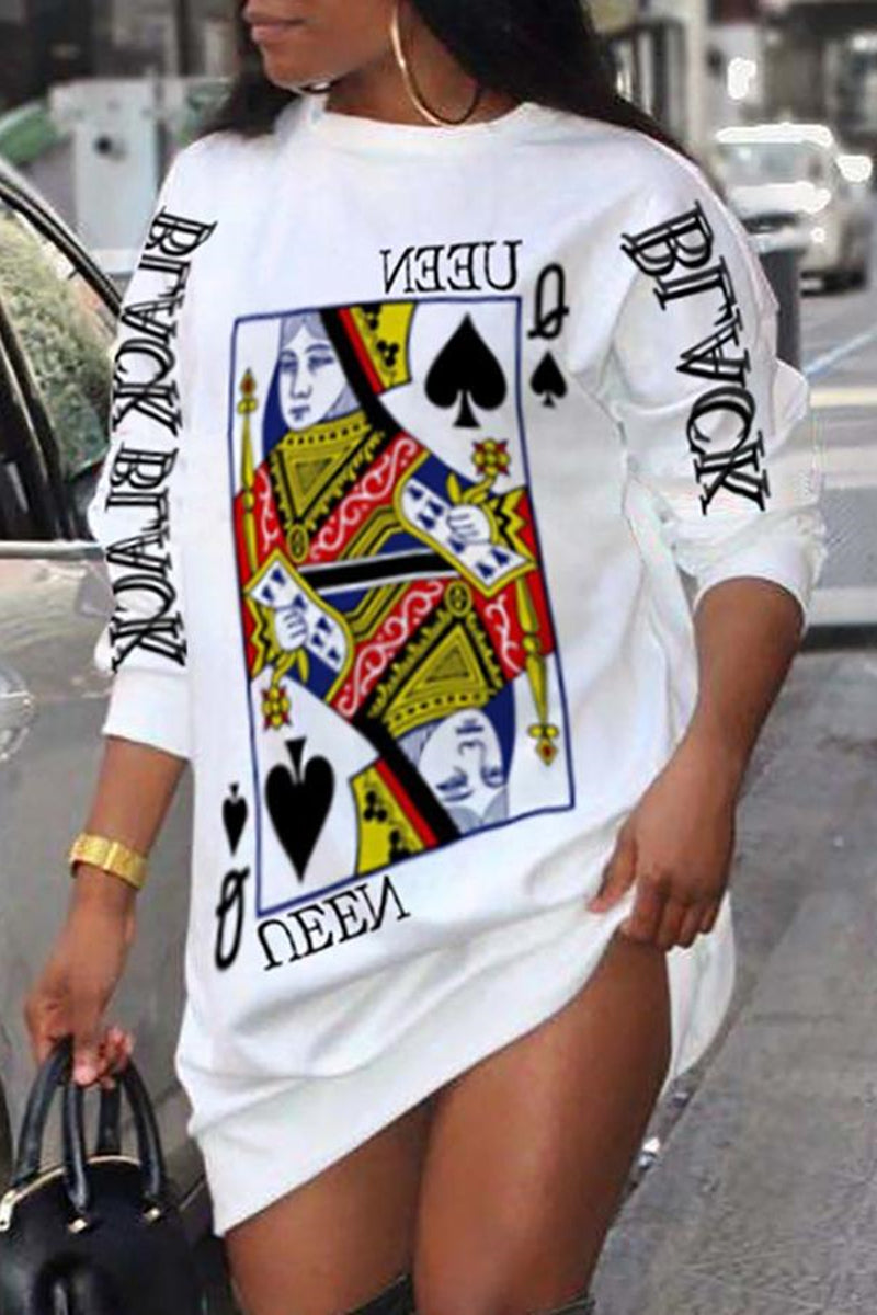 Online-clothing-poker-letter-print-long-sleeve-casual-dress-1