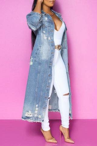 Online-clothing-plus-size-blue-casual-solid-ripped-turndown-collar-long-sleeve-regular-denim-jacket-coat