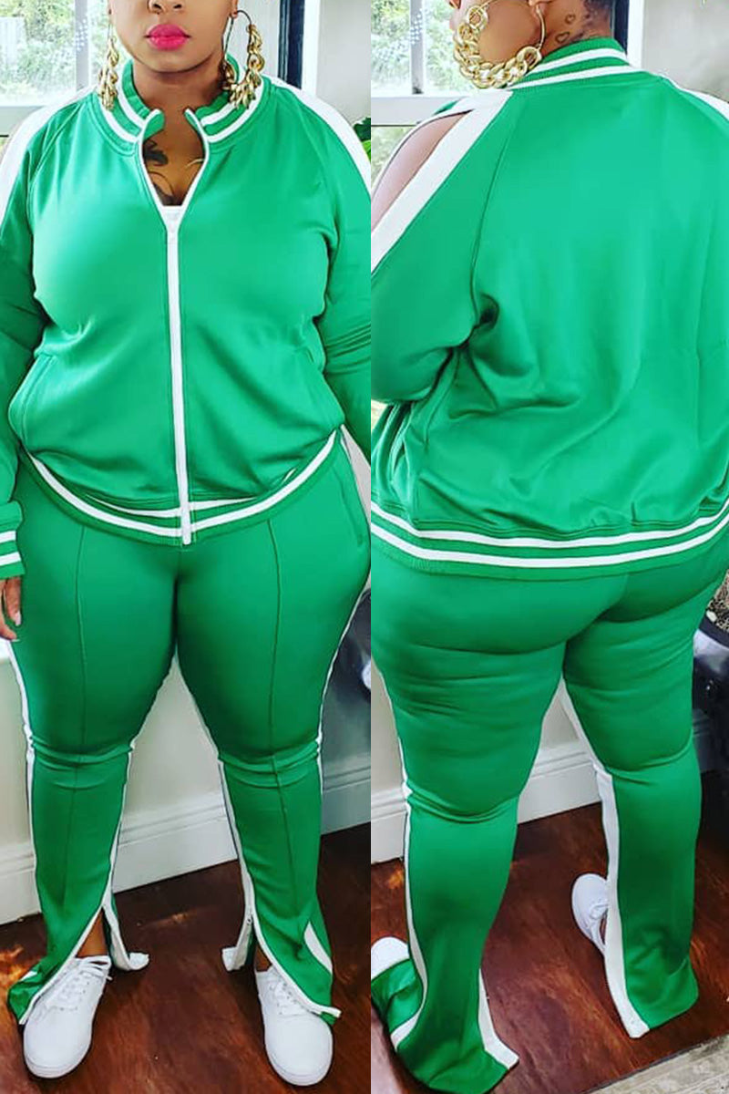 Free-shipping-online-clothing-plus-size-cold-shoulder-striped-top-slit-sweatpants-jogger-outfit-matching-set