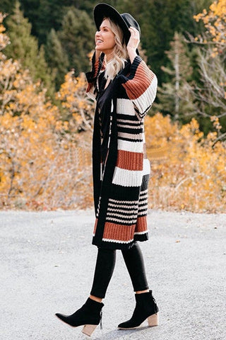 Stripe Long Knit Cardigan