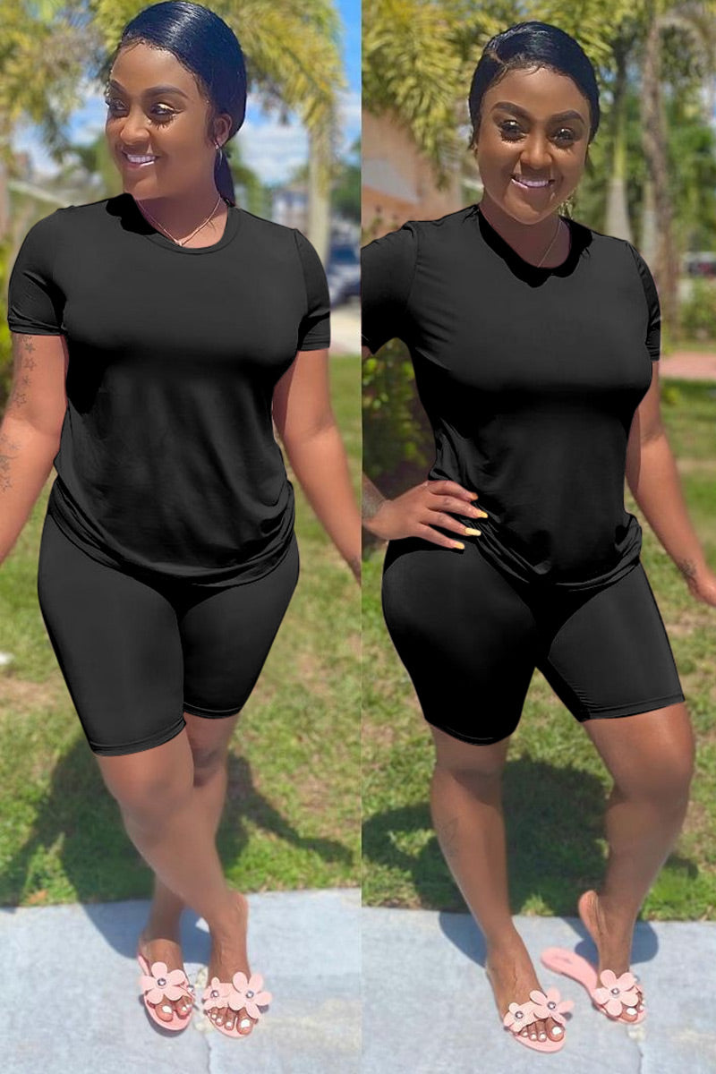 Free-shipping-online-clothing-pre-sale-plus-size-casual-solid-two-pieces-short-set