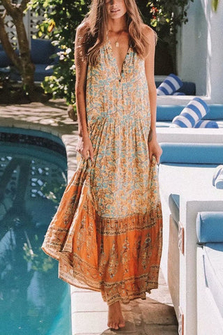 Boho Vibes V-neck Maxi Dress