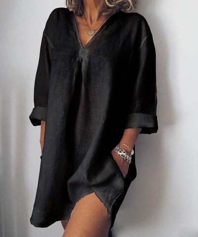 Long Sleeve V Neck Casualdress