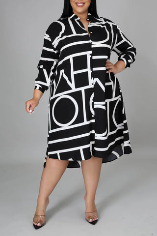 Online-clothing-plus-size-dresses-printed-striped-loose-strap-dress-1