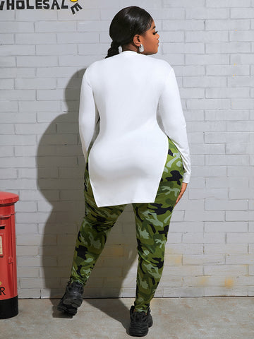 Free-shipping-online-clothing-pre-sale-plus-size-print-v-neck-wide-leg-pants-two-piece-set-1