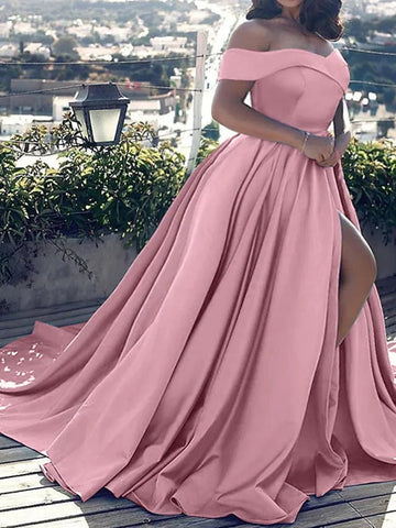 Online-clothing-plus-size-solid-elegant-off-the-shoulder-split-maxi-dress