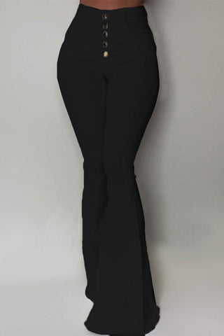 Fashion Solid-Color High-Waist Hip-Package flared trousers